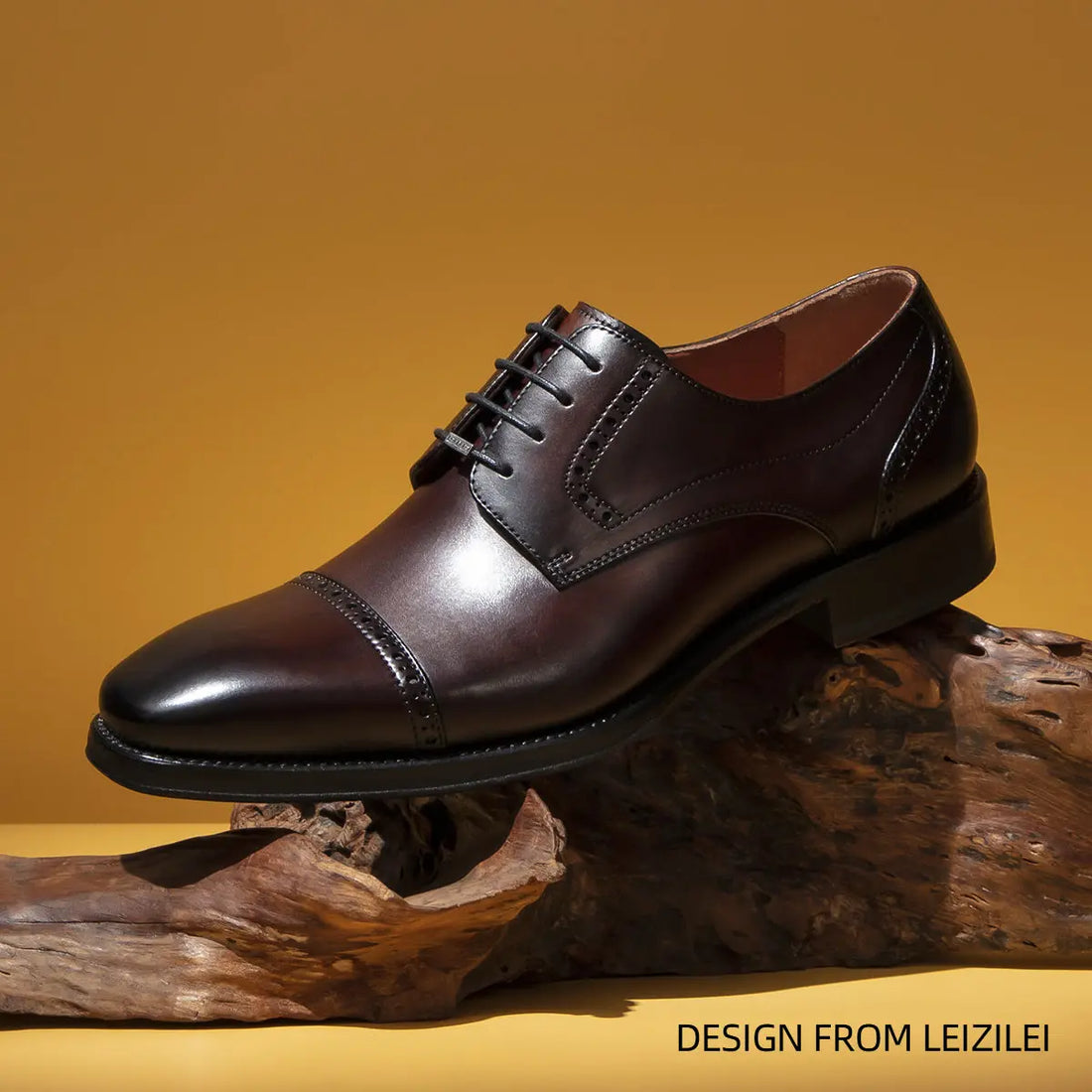 LEIZILEI men's formal brogue calfskin lace-up derby shoes LEIZILEI