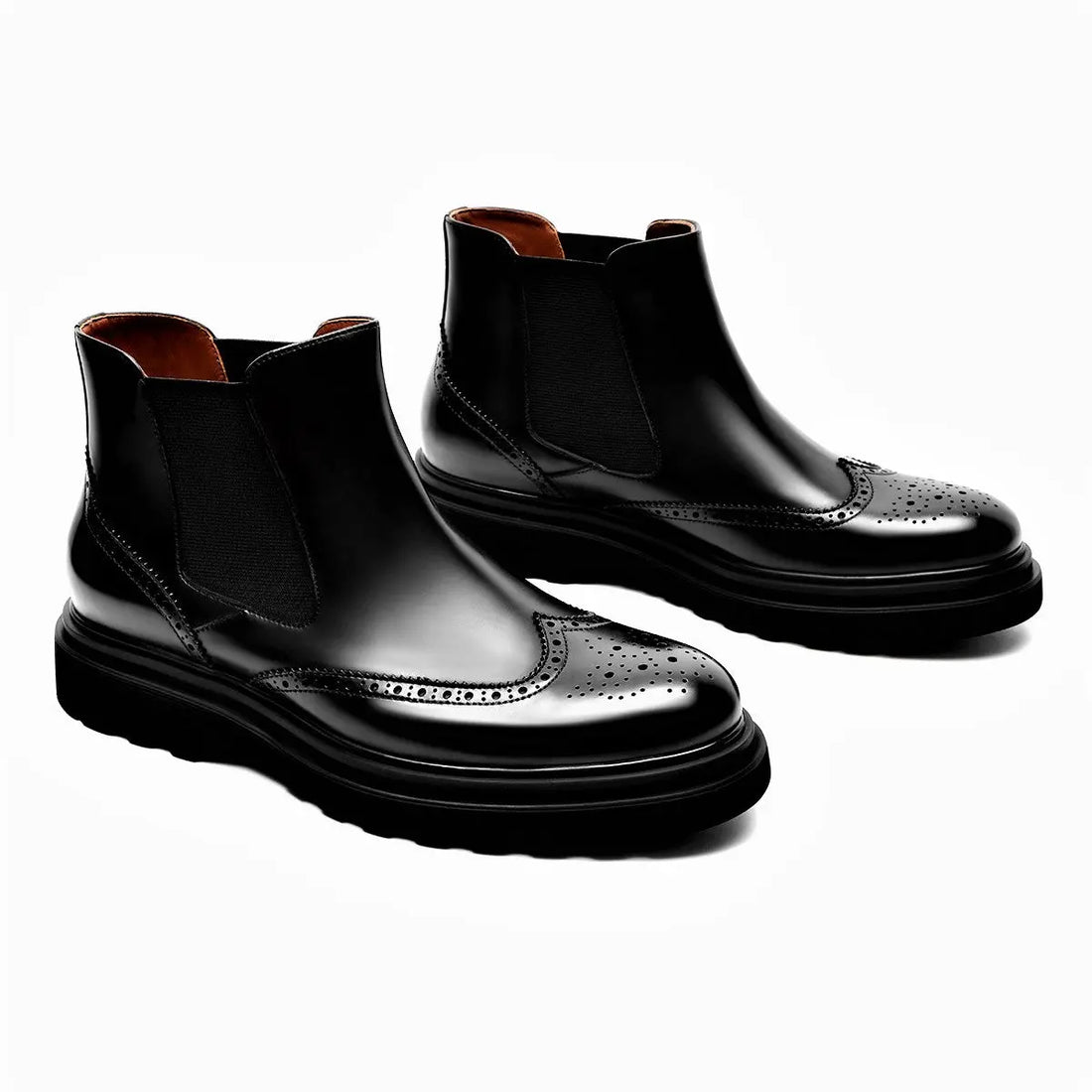Men's Thick Sole Black Classic Chelsea Boots 901H03A LEIZILEI