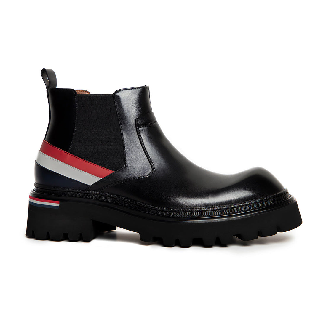 Men's genuine leather elasticated black Brogue Chelsea boots 900H01A 的副本 LEIZILEI