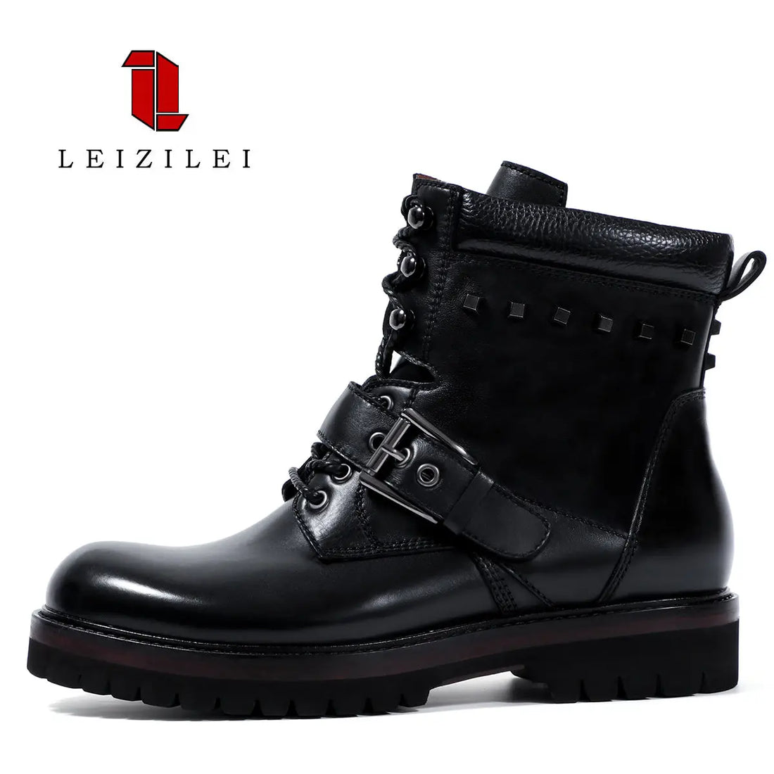 Men's punk leather boots genuine leather lace-up Martin boots 528H02 LEIZILEI