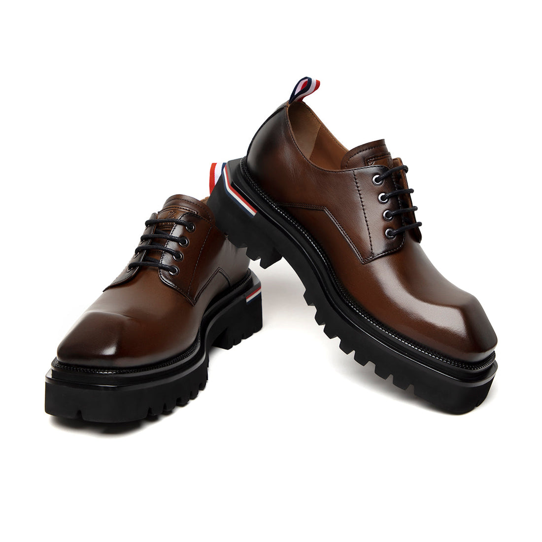 Original handmade calfskin platform big toe Mens Derby Shoes 202902B Brown LEIZILEI