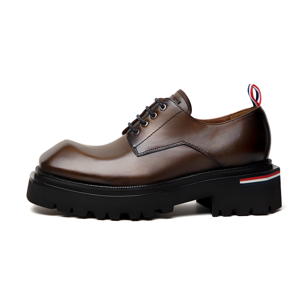 Original handmade calfskin platform big toe Mens Derby Shoes 202902B Brown LEIZILEI