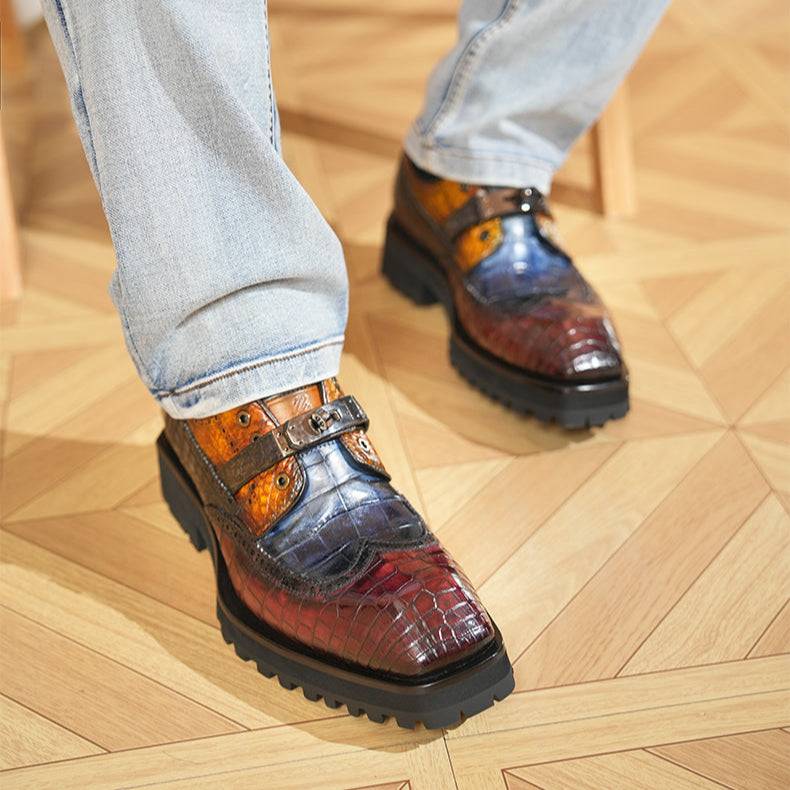 Handcrafted Custom Lace-Up Crocodile Leather Shoes