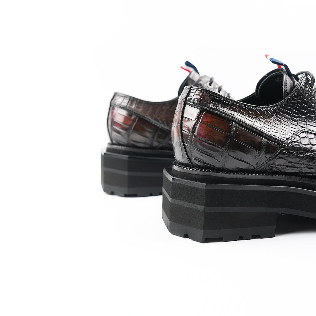 Hand - crafted Men's Thick - soled Crocodile - skin Derby Shoes LEIZILEI