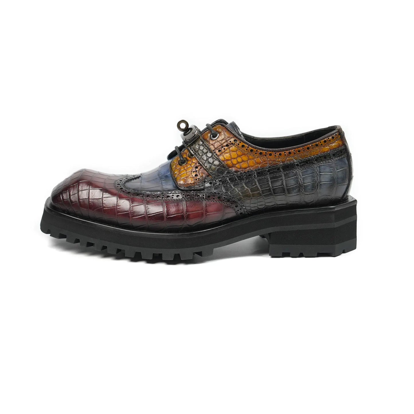 Handcrafted Custom Lace-Up Crocodile Leather Shoes LEIZILEI