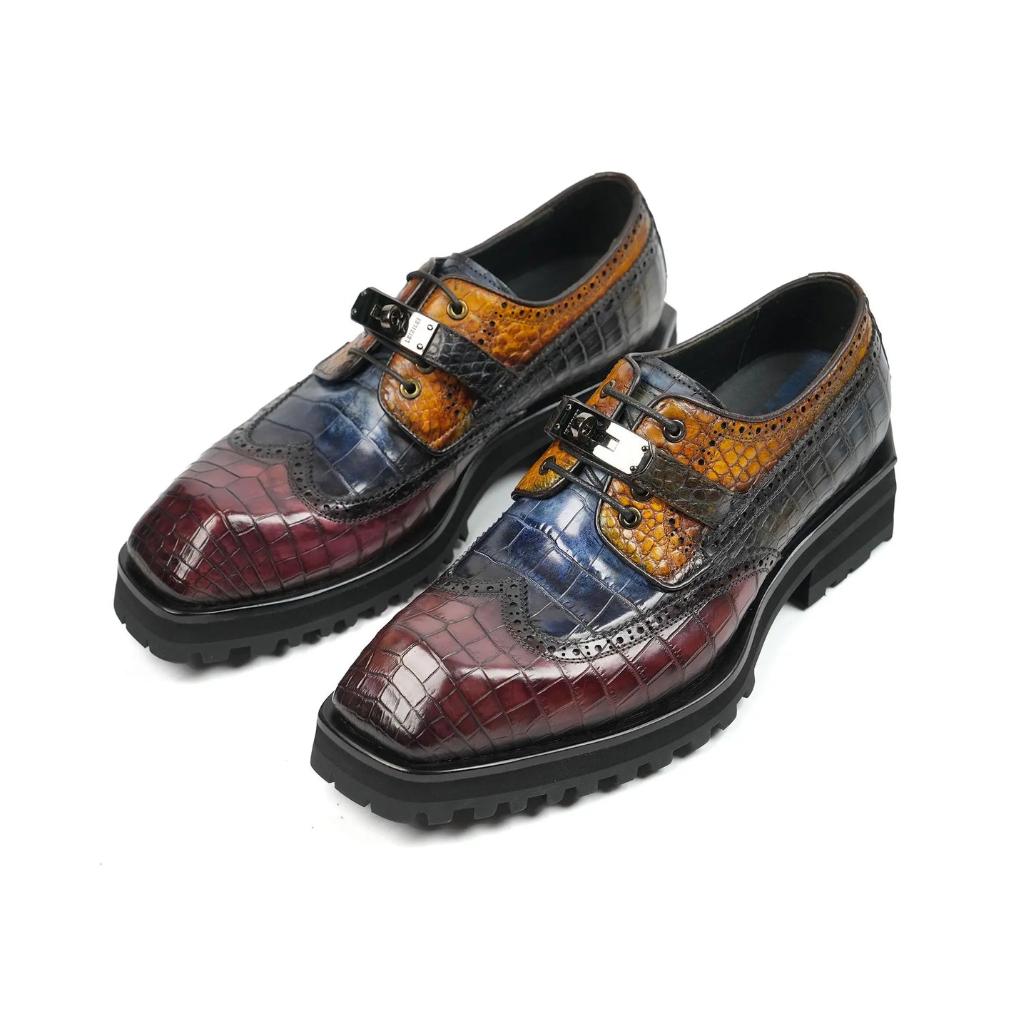 Handcrafted Custom Lace-Up Crocodile Leather Shoes LEIZILEI