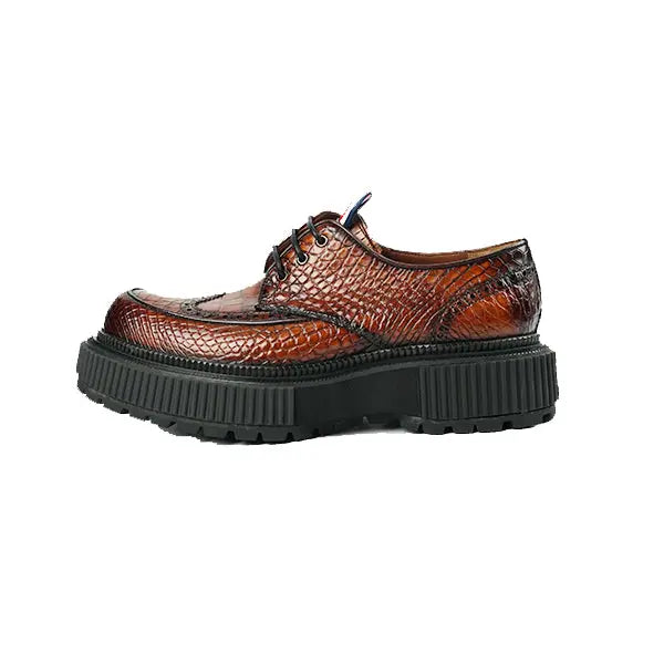 Handmade Thick Sole Nile Crocodile Leather Derby Shoes LEIZILEI