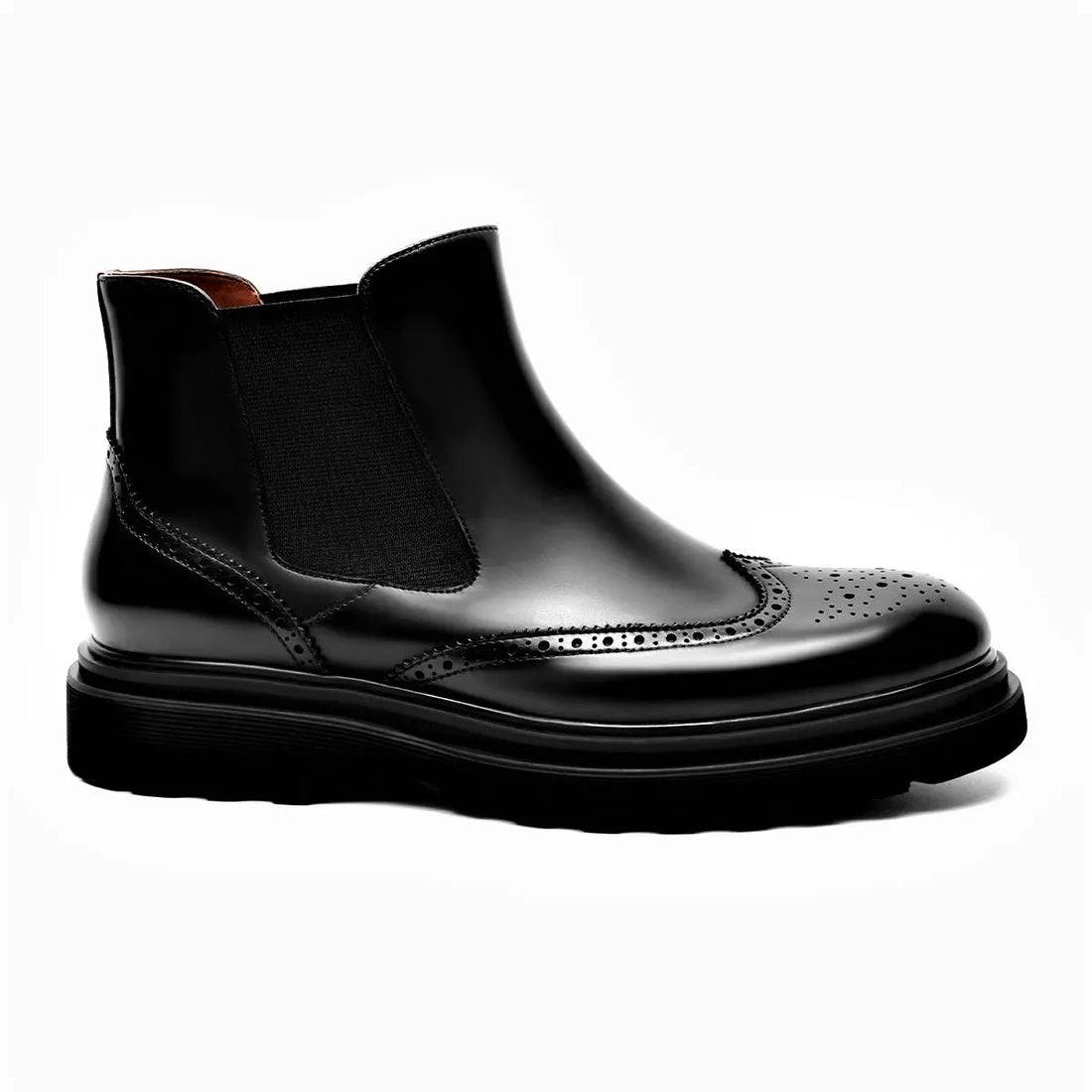 Men's Thick Sole Black Classic Chelsea Boots 901H03A LEIZILEI